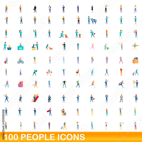 100 people icons set. Cartoon illustration of 100 people icons vector set isolated on white background