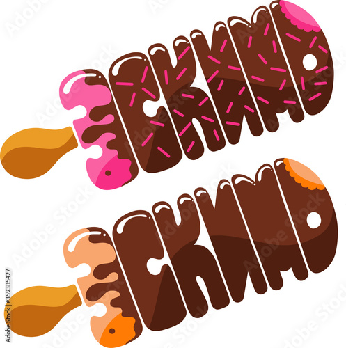 the word "Popsicle" is written in Cyrillic in Russian, eskimo ice cream lettering design