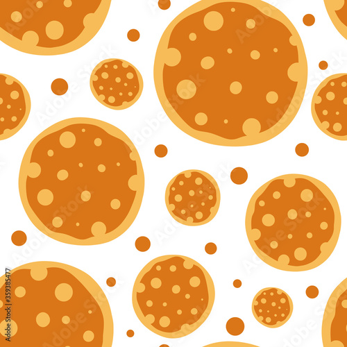 seamless pattern of different size pancakes