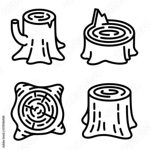Stumps icons set. Outline set of stumps vector icons for web design isolated on white background
