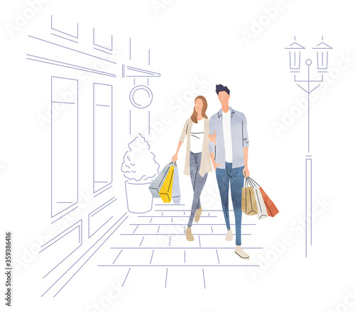 Stock Illustration: shopping, couple