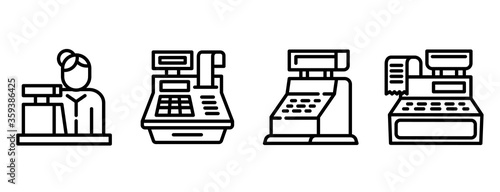 Cashier icons set. Outline set of cashier vector icons for web design isolated on white background