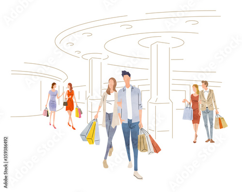 Stock Illustration: shopping, people