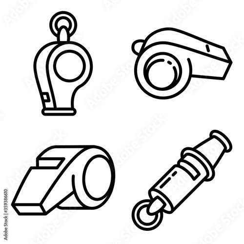 Whistle icons set. Outline set of whistle vector icons for web design isolated on white background
