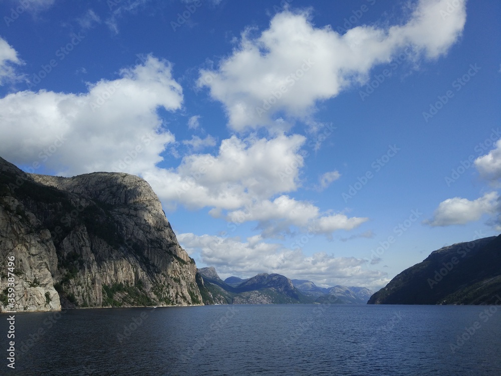 Beautiful Norwegian mountains and cliffs in the Lysefjord, Norway.