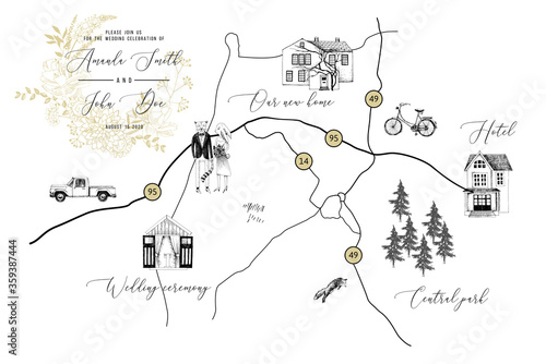 Wedding Card With Map