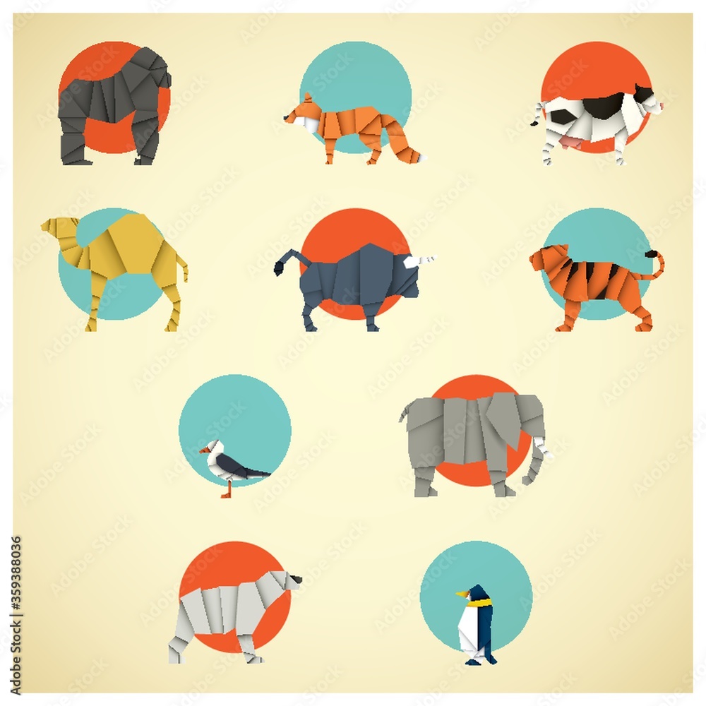 Fototapeta premium set of origami animals