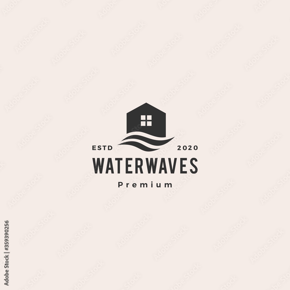 house water wave hipster vintage logo vector icon illustration