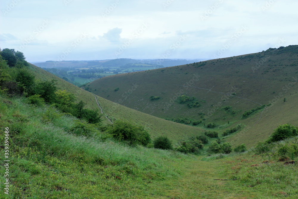 A view across the valley below Butser Hill in th South Downs National Park
