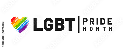 LGBT flag. LGBT pride flag of gay and lesbian, besexual and transgender. Human rights, sex orientation and tolerance concept. Heart symbol in rainbow colors