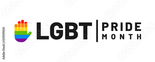 LGBT flag. LGBT pride flag of gay and lesbian, besexual and transgender. Human rights, sex orientation and tolerance concept. Human hand in rainbow colors