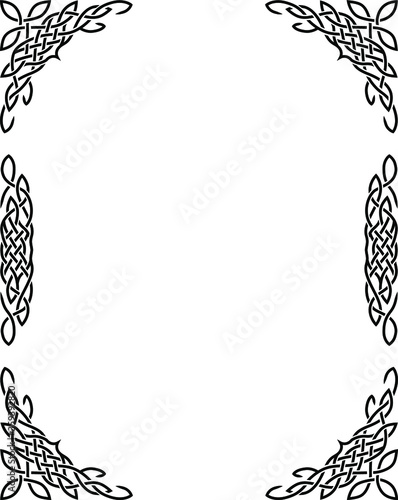 Rectangular celtic frame with traditional pattern, braiding with a pigtail.