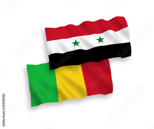 Flags of Mali and Syria on a white background