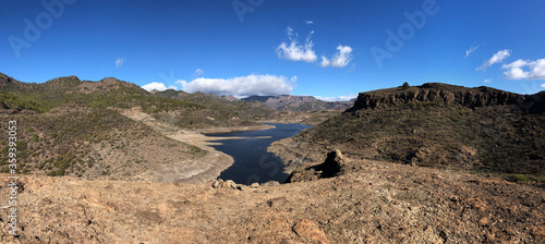 Panoramic scenery around Las Ninas Reservoir on Gran Canaria photo