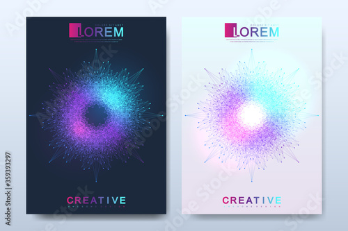 Modern vector template for brochure leaflet flyer cover catalog magazine or annual report in A4 size. Business, science and technology design book layout. Presentation with mandala. Card surface.