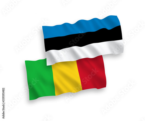 Flags of Mali and Estonia on a white background
