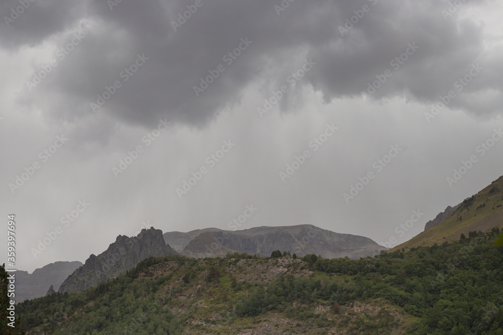 Benasque, Huesca/Spain; Aug. 22, 2017. The Posets-Maladeta Natural Park is a Spanish protected natural space. A stormy afternoon Benasque, Huesca/Spain; Aug. 22, 2017. The Posets-Maladeta Natural Park is a Spanish protected natural space. A stormy afternoon