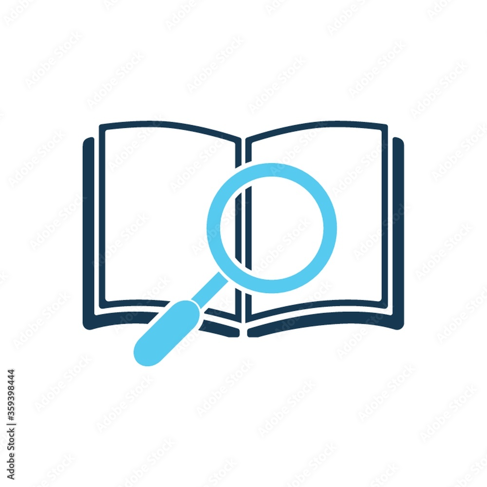 open book and magnifying glass open book and magnifying glass