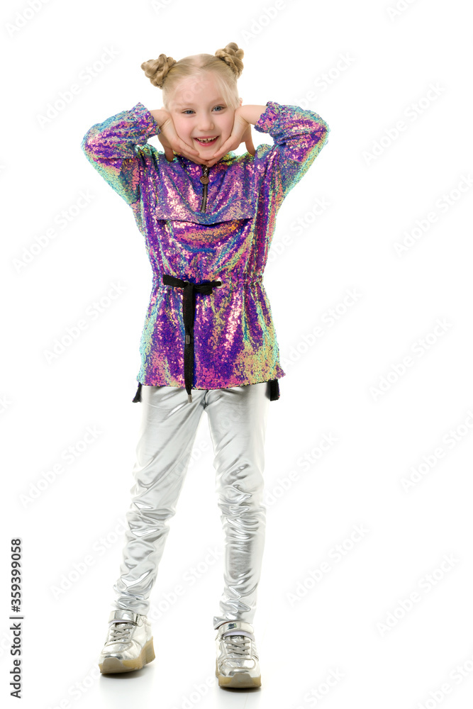 The little girl folded her hands around her face. The little girl folded her hands around her face.