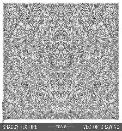 Shaggy texture. Simple and quality monochrome furry pattern. Vector handmade print