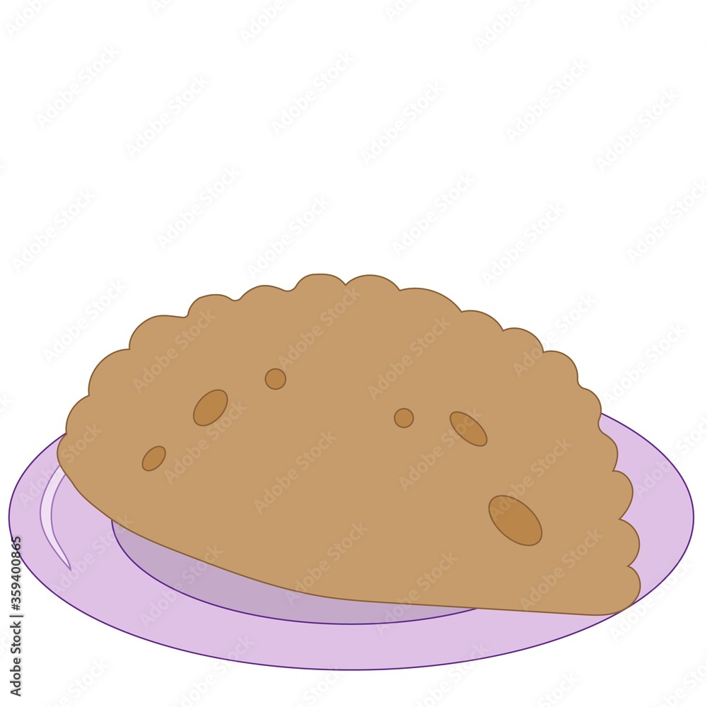 Image of a bowl with cheburek. Vector image, eps 10 Image of a bowl with cheburek. Vector image, eps 10