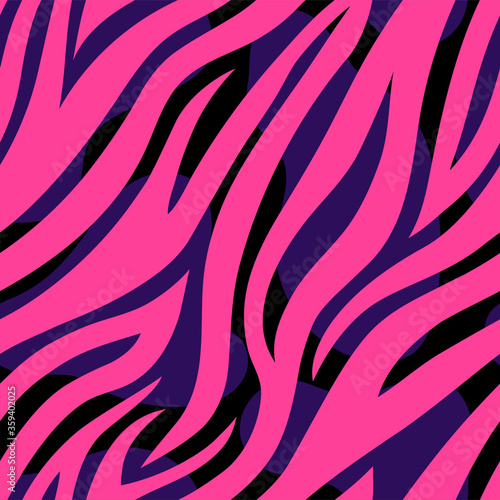 Abstract Trendy pink zebra seamless pattern. Hand drawn fashionable wild animal tiger skin texture for fashion print design, fabric, textile, wrap, background, wallpaper. Vector illustration