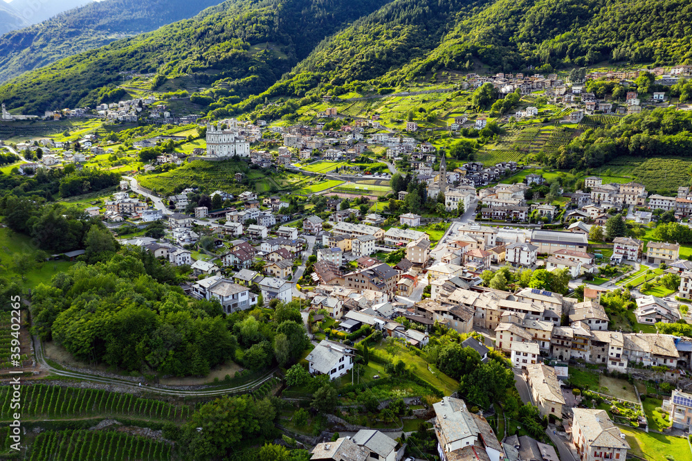 Tresivio - Valtellina (IT) - Aerial view of the town