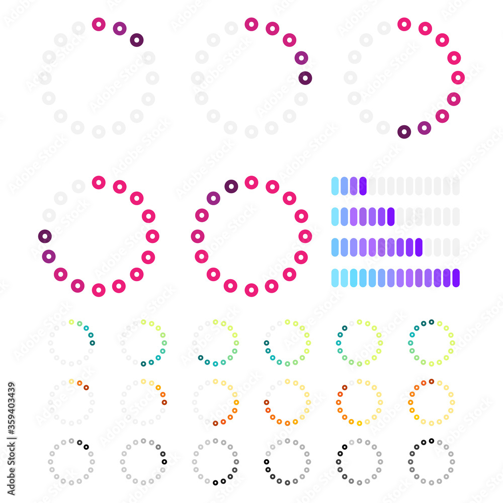 Progress bar vector set isolated on a white background.