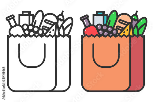 Grocery paper packet vector flat illustration isolated on a white background.