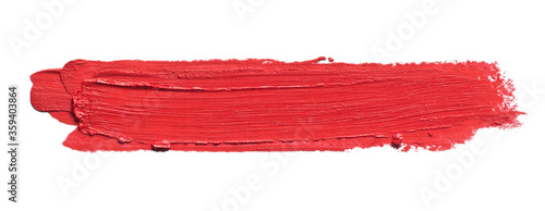 Fotografie Red lipstick smear smudge isolated on white