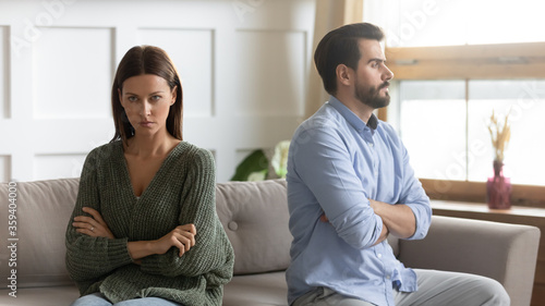 Photos Frustrated thoughtful girlfriend thinking about relationship problems, ignoring