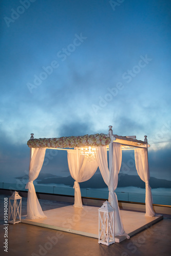Wedding arch in with illumination at night