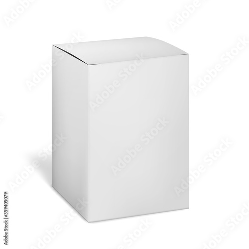 Blank carton box isolated on white background, vector mockup. Paper cardboard package. Mock-up for design