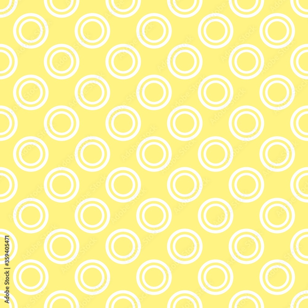 Seamless vector pattern with white polka dots on a sunny yellow background