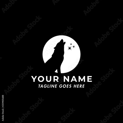 Wolf and Moon Logo Template
