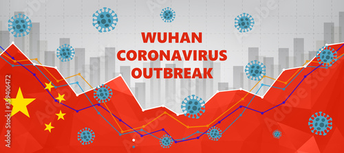 Принти на полотні Novel coronavirus 2019-nCoV with text Wuhan coronavirus outbreak on correction market background