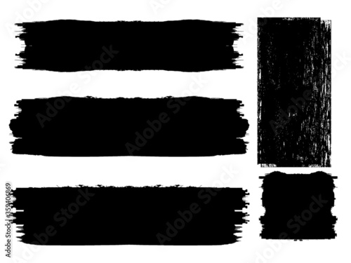 Grunge Paint Roller . Vector brush Stroke . Distressed banner . Black stripes isolated. paintbrush collection . Modern Textured shape . Dry border in Black . Bulge lines