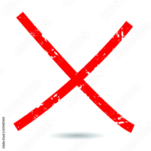 X Marks .Two Red Crossed Vector Brush Strokes. Rejected sign in grunge style.