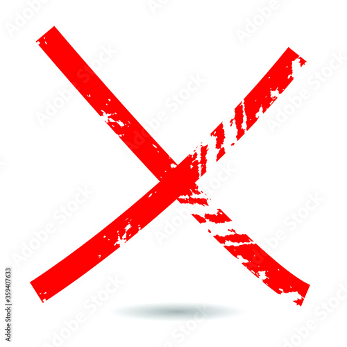 X Marks .Two Red Crossed Vector Brush Strokes. Rejected sign in grunge style.