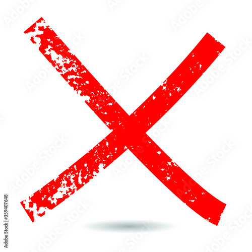 X Marks .Two Red Crossed Vector Brush Strokes. Rejected sign in grunge style.