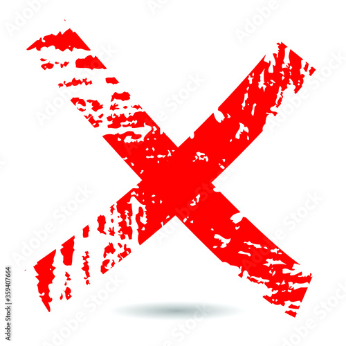 X Marks .Two Red Crossed Vector Brush Strokes. Rejected sign in grunge style.