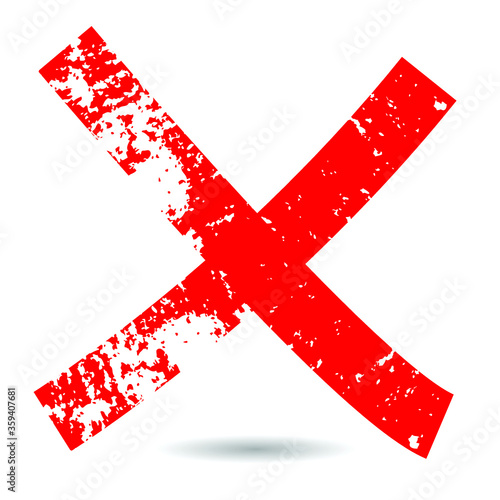 X Marks .Two Red Crossed Vector Brush Strokes. Rejected sign in grunge style.