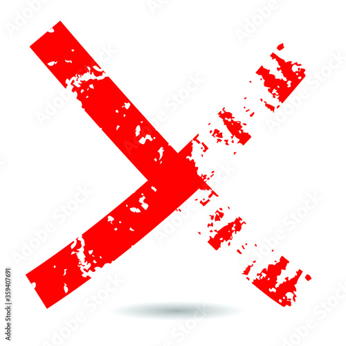 X Marks .Two Red Crossed Vector Brush Strokes. Rejected sign in grunge style.