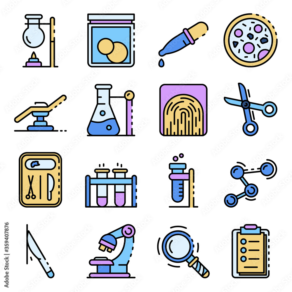 Forensic laboratory icons. Illustration of forensic laboratory vector ...
