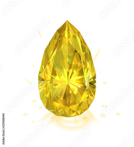 Beautiful bright yellow diamond isolated on white background. Vector illustration.	