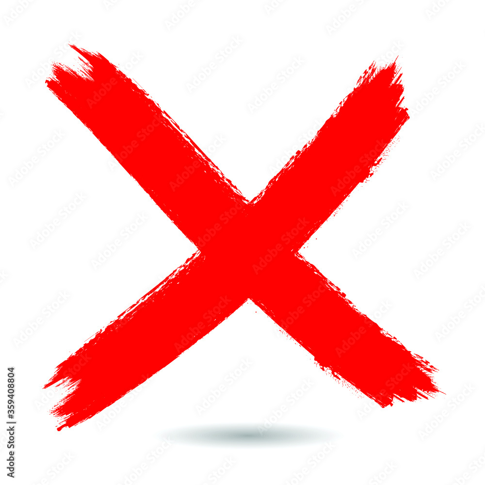 Obraz premium X Marks .Two Red Crossed Vector Brush Strokes. Rejected sign in grunge style.