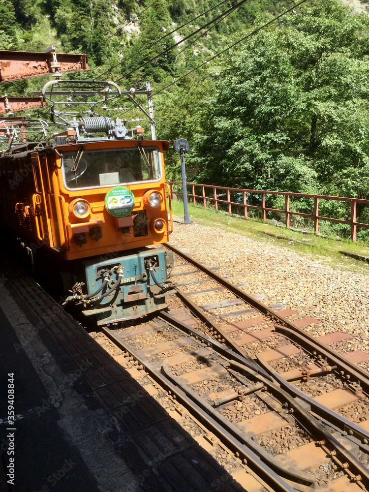 Naklejka premium Scenery along the railway in Kurobe Gorge