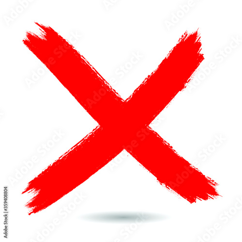 X Marks .Two Red Crossed Vector Brush Strokes. Rejected sign in grunge style.