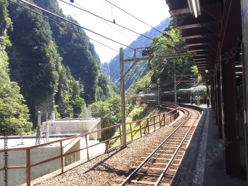 Scenery along the railway in Kurobe Gorge photo