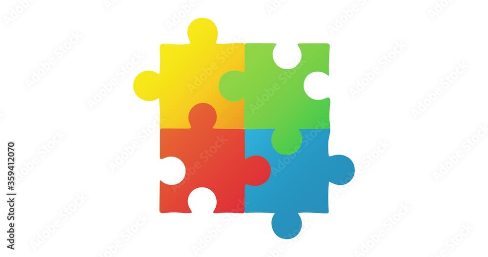 Digitally generated video of with puzzle elements forming square shape against white background Digitally generated video of with puzzle elements forming square shape against white background